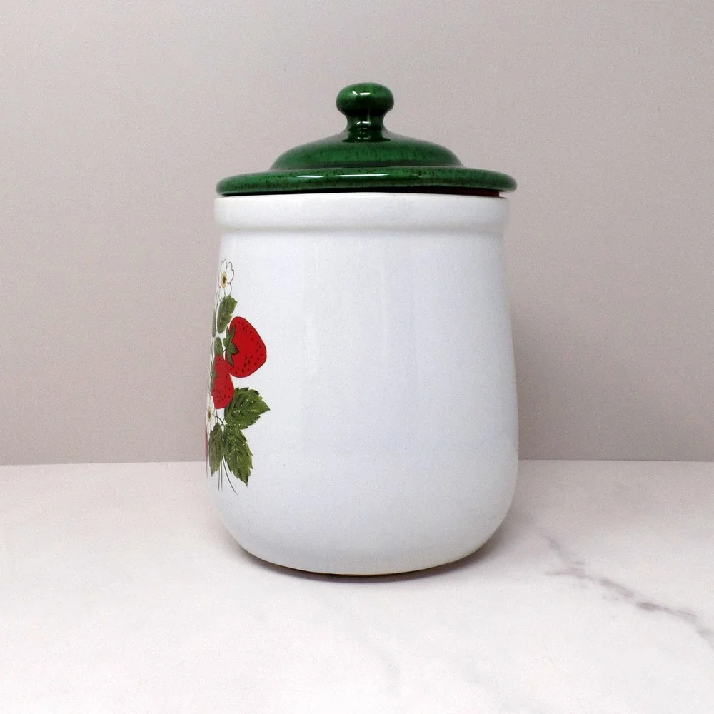 Vintage McCoy Strawberry Country Canister, Small #135 (1980s)